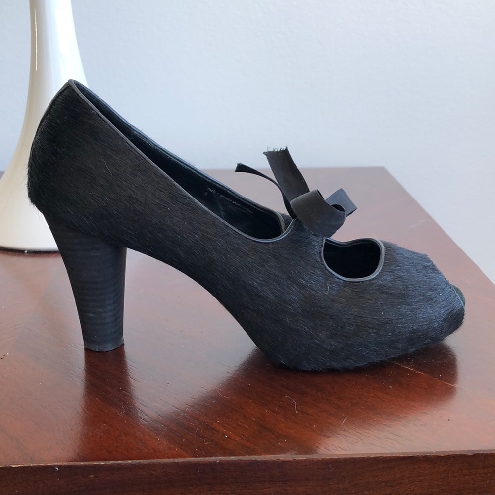 Open toe with bows pony hair heels $25